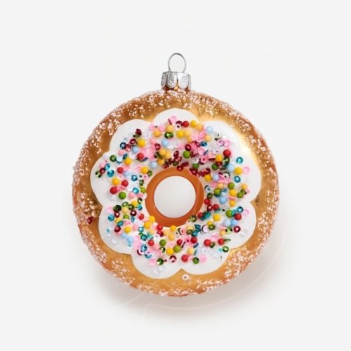 Игрушка ёлочная стеклянная "Пончик карамельный" GLT970