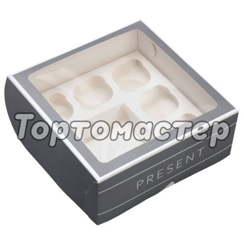Коробка для бенто-торта и капкейков Серая 25х25х10 см 9293391