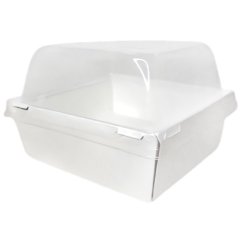 Коробка для бенто-торта и моти белая ForGenika 13х13х9,5 см дно 10х10 см SMART PACK 550 - W + Lid SmartPack 550 domе, ECO SmartPack 550 box, ForG SMART PACK Dome L W 112*112*85