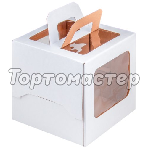 Коробка для торта/пряничного домика с окном Белая 20х20х20 см