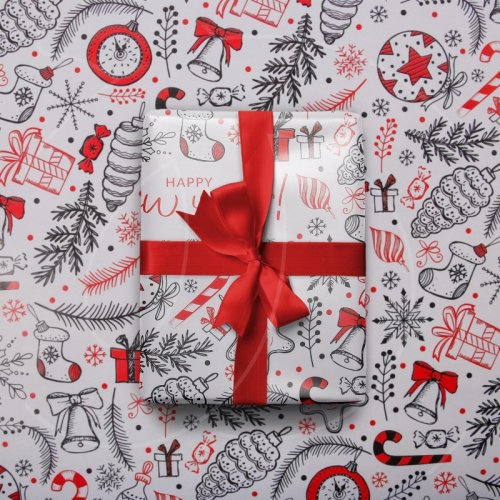 Бумага упаковочная "Happy new year" Белая 70×100 см 5155323