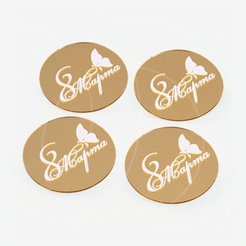 Набор топперов декоративных акриловых "8 марта, бабочка" Золото 5 см 4 шт 550220