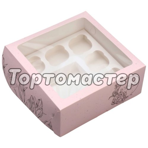 Коробка для бенто-торта и капкейков Розовая 25х25х10 см 5 шт 9293388