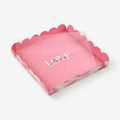 Коробка для сладостей с прозрачной крышкой "Love" 21х21х3 см 10069673