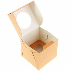 Коробка на 1 капкейк с окошком Белая/Крафт 25 шт ECO MUF 1, OSQ MUF 1