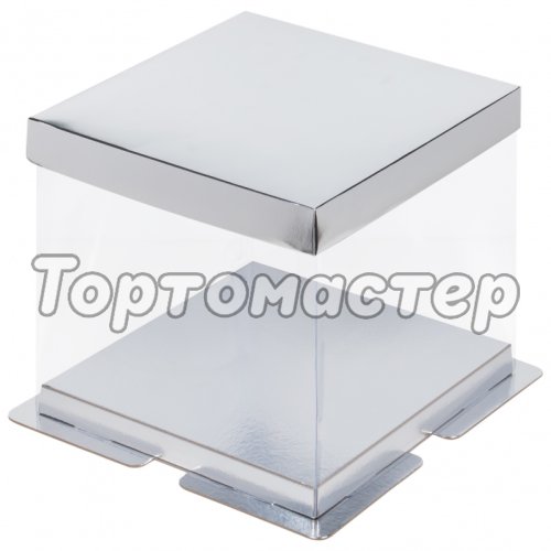 Коробка для торта Премиум Серебро 26х26х28 см 022041