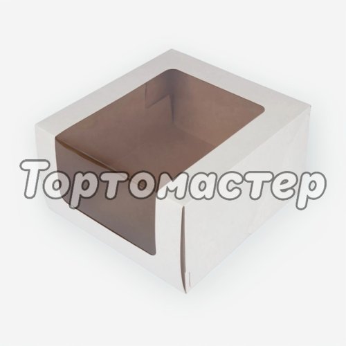 Коробка для торта с большим окном белая 20х20х10 см 