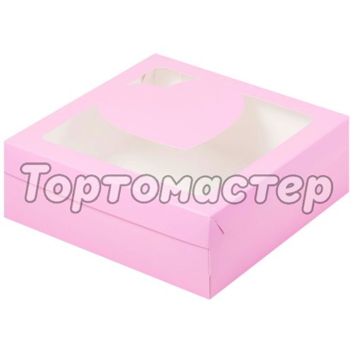 Коробка для печенья/конфет с окном "Сердце" Розовая 20х20х7см 70281