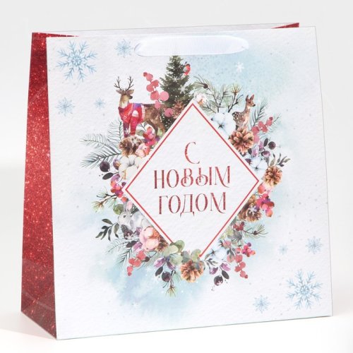 Пакет бумажный "Новый год" 30х30х12 см 7724322