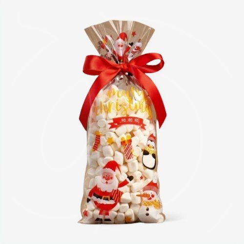 Пакетик прозрачный для сладостей "Дед мороз, снеговик, пингвин" 27х13 см 100 шт Пак-19