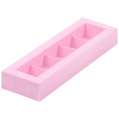Коробка на 5 конфет с окошком Розовая 23,5х7х3 см 51027
