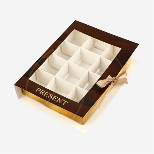 Коробка на 12 конфет с окном "Present" 18,5х13,5х3,5 см 10531981