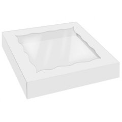 Коробка для печенья/конфет с окном Белая 20х20х4 см КУ-288
