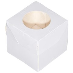 Коробка на 1 капкейк Muf Pro Window White белая ForGenika 10х10х10 см 25 шт ForG Muf 1 PRO I W W