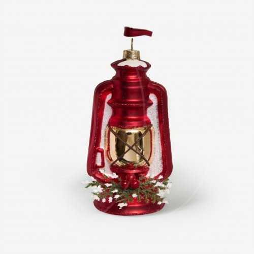Игрушка ёлочная стеклянная "Фонарь Санты" GLT1049