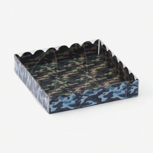 Коробка для сладостей с прозрачной крышкой "Хаки" 15х15х3 см 5540482