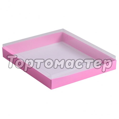 Коробка для сладостей с прозрачной крышкой Сиреневая 26х21х3 см 5 шт КУ-144