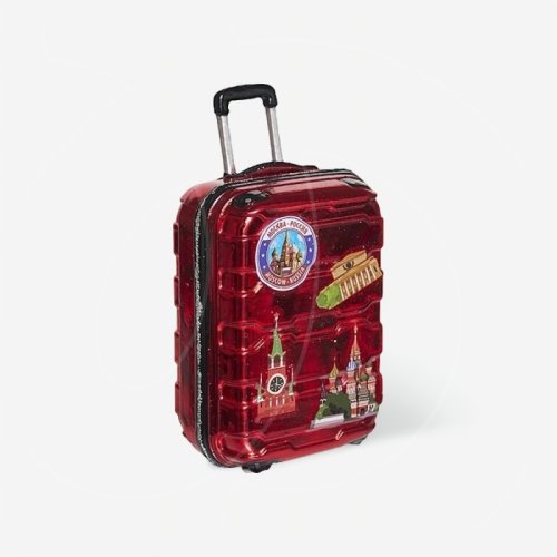 Игрушка ёлочная стеклянная "Чемодан" GLT1244	