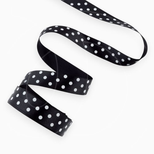 Лента для декора и упаковки "Горошек" Чёрная 2,5 см 2303336