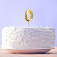 Свеча декоративная Цифра "0" Золотая 5276852