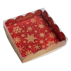 Коробка для сладостей двухсторонняя Золотой Новый Год 13х13х3 см