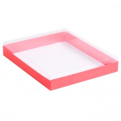 Коробка для сладостей с прозрачной крышкой Алая 26х21х3 см ку-139