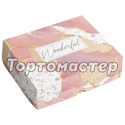 Коробка для сладостей Розовый мрамор 17х20х6 см 7150217