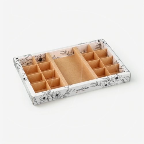 Коробка на 16 конфет и шоколадную плитку с окном "С любовью" 28,5х18,5х3 см 10655836