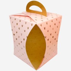 Коробка для кулича Розовая с сердечками 12,5 см 46794