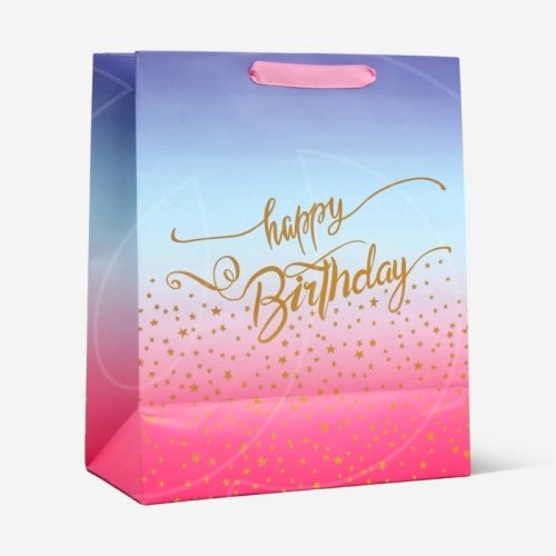 Пакет бумажный с ламинацией "Happy Birthday" 30,5х25х12,5 см 9750218