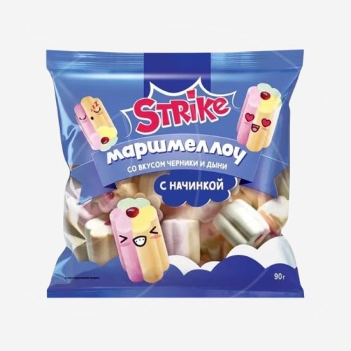 Маршмеллоу Zerfer "Strike" со вкусом черники и дыни 90 г 