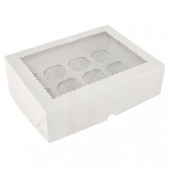 Коробка на 12 капкейков Белая с фигурным окном ID:	23083