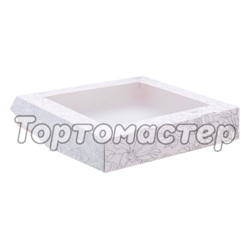 Коробка для сладостей с окошком Цветы 20х20х4 см